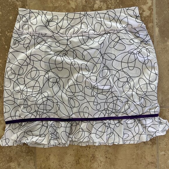 Jofit Skort SZM Tennis Golf Performance With Liner Women Purple Swirl Ruffle Hem - Picture 5 of 8